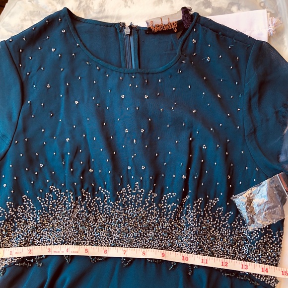 🎉Free People Beaded Navy Blue Mini Dress NWOT - Picture 3 of 7